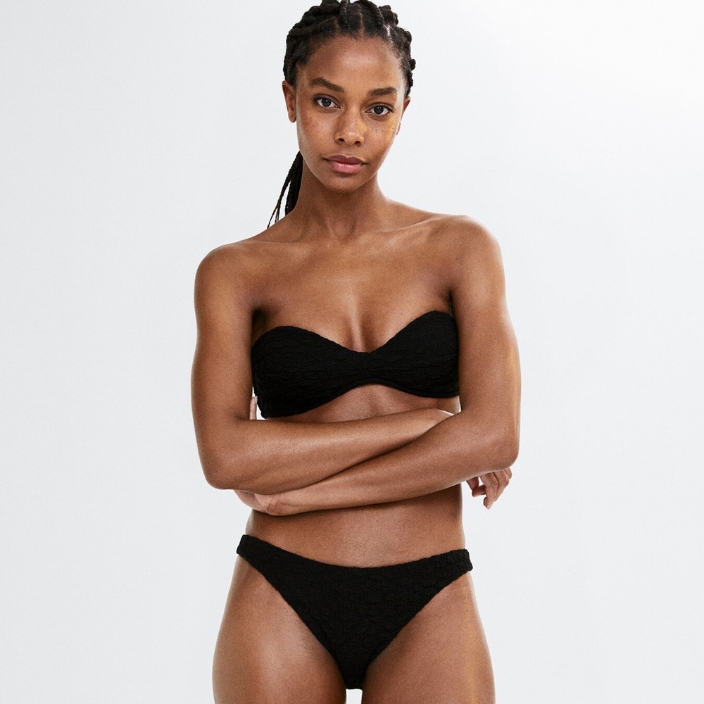 MANGO CLASSIC TEXTURED BIKINI SET - BLACK